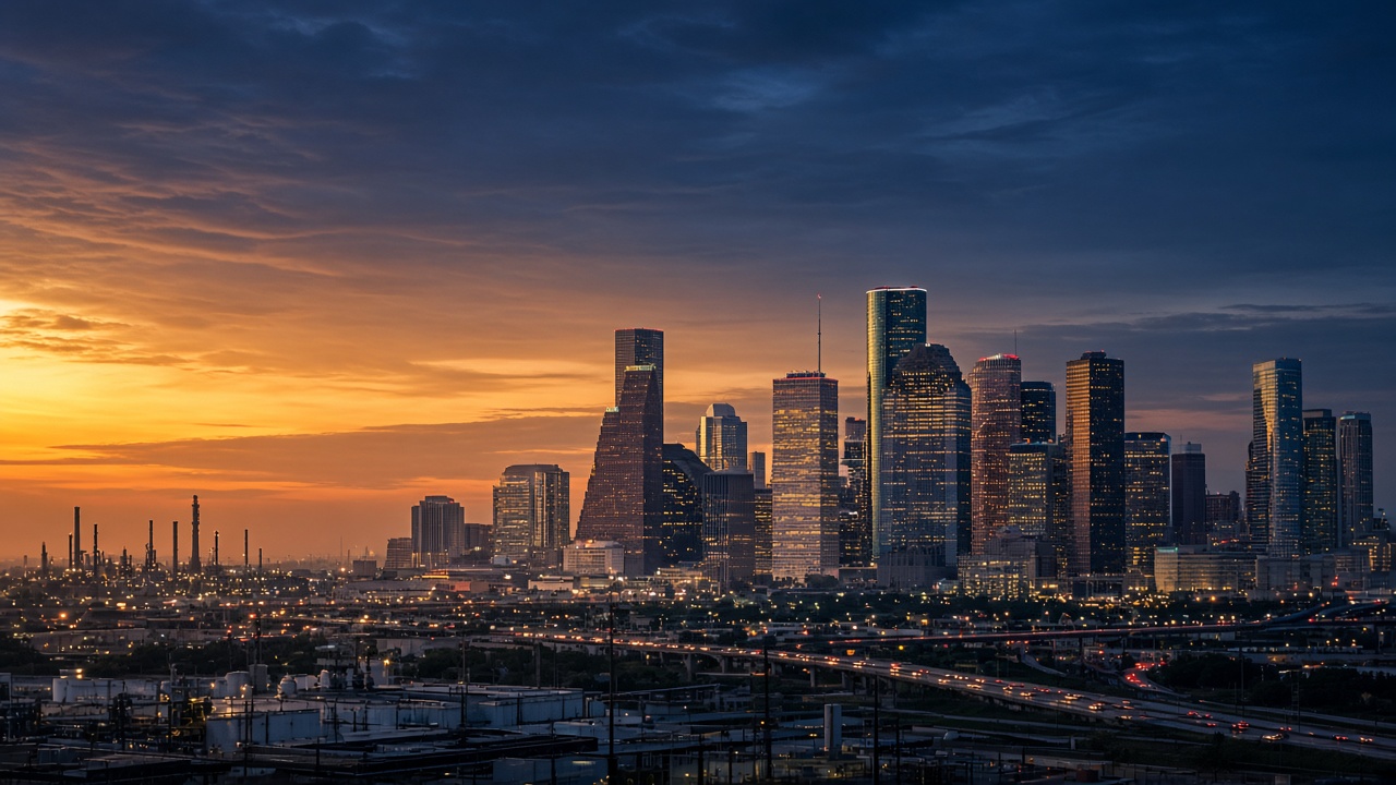 Houston skyline at dusk
